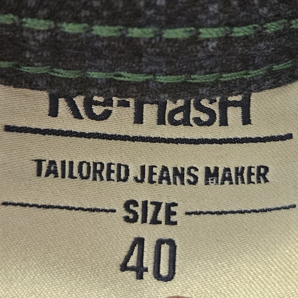 Re-Hash Men’s Checkered Denim Pants Blue Size 40 Contemporary Fit - Picture 9 of 10